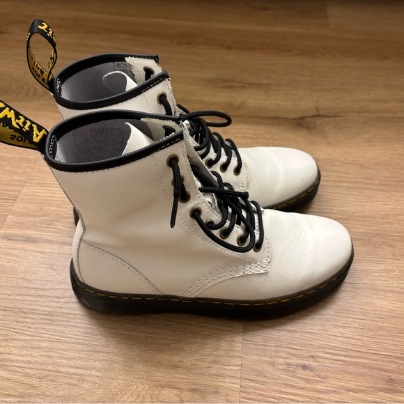 Dr. Martens White Air Wair Zavala Combat Moto Boots - Picture 3 of 9